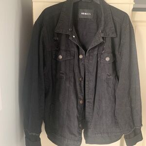Men, black denim jacket